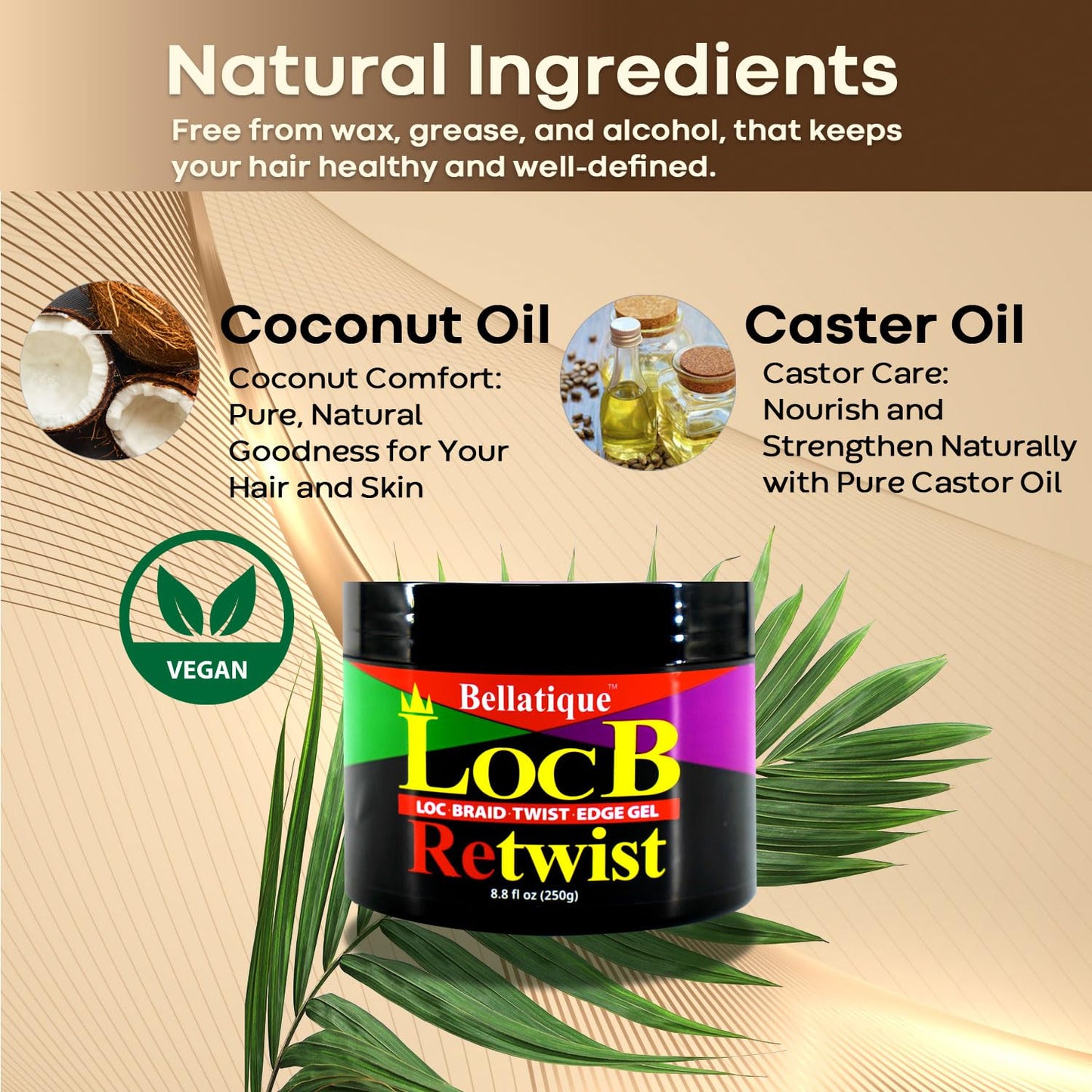 Loc B Retwist Loc, Braid, Twist, Edge Gel for Natural, Relaxed, Dry, Dull, & Brittle Hair (8.81 oz)