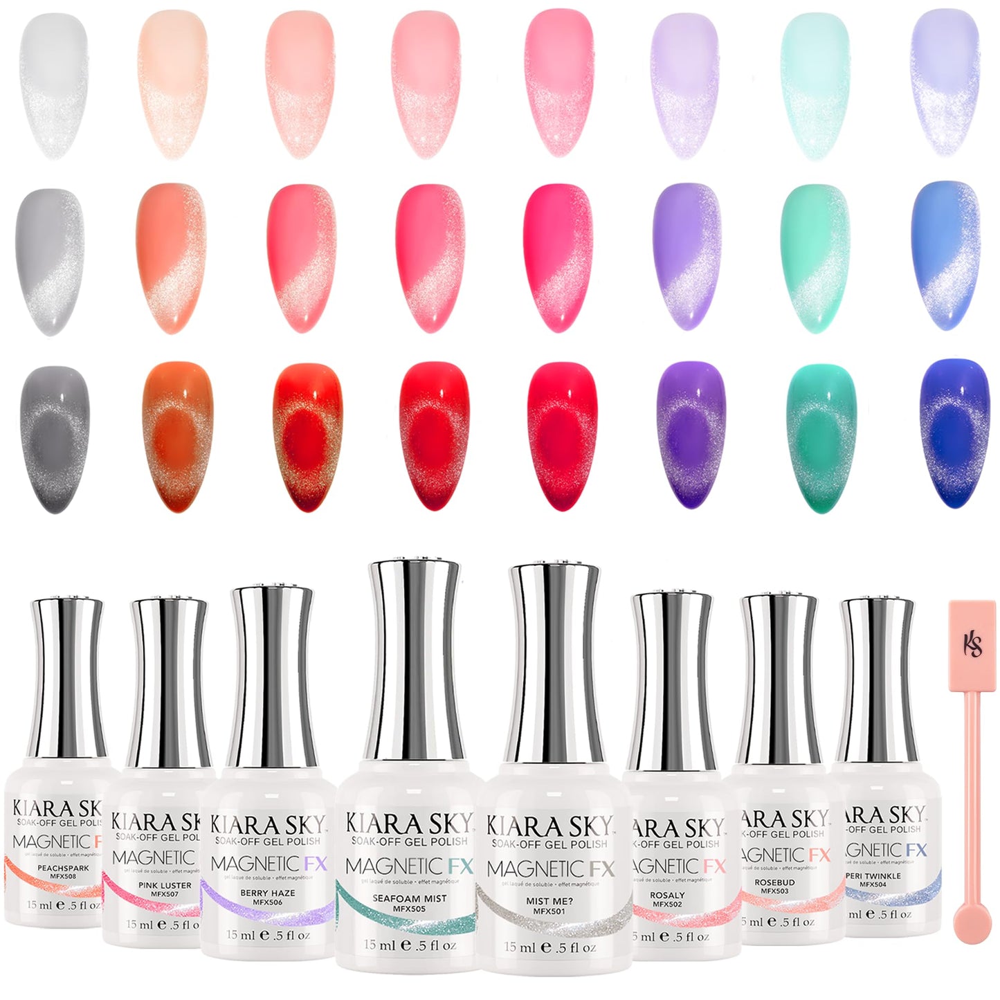 KIARA SKY Cat Eye Gel Nail Polish 15ml | Rose Gold Pink Magnetic FX Cat Eye Gel Polish Soak Off | UV LED Nail Lamp Gel | Metallic Velvet Cat Eye Gel Beauty & Personal Care KIARA SKY