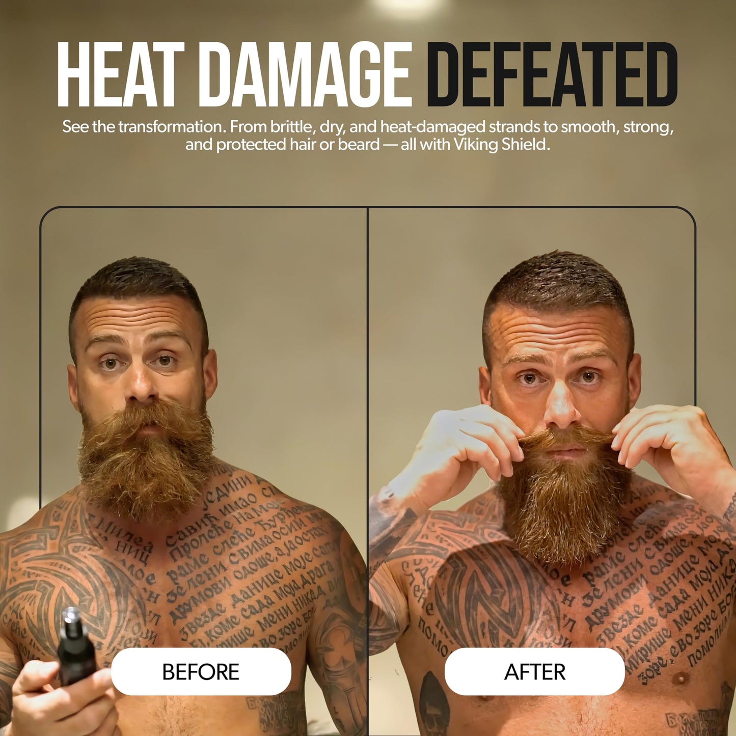 Beard & Hair Heat Protectant Spray - Viking Shield Beard Spray for Men, Protects Hair from Heat Damage of Straightener and Styling - Argan Oil Thermal