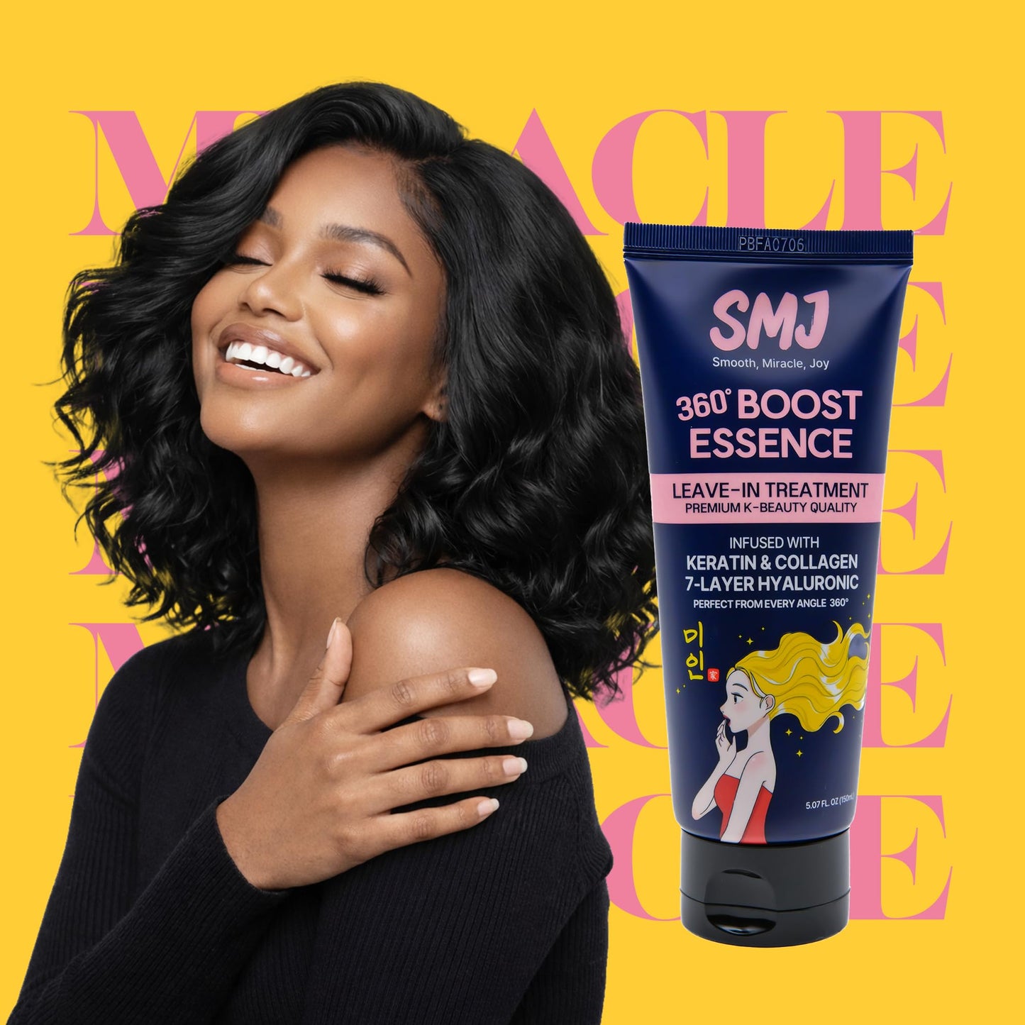 SMJ 360° BOOST ESSENCE LEAVE-IN TREATMENT | Silky K-Beauty Hair Essence | Anti-Frizz & Shine | Keratin, Collagen & 7-Layer Hyaluronic Acid | USA