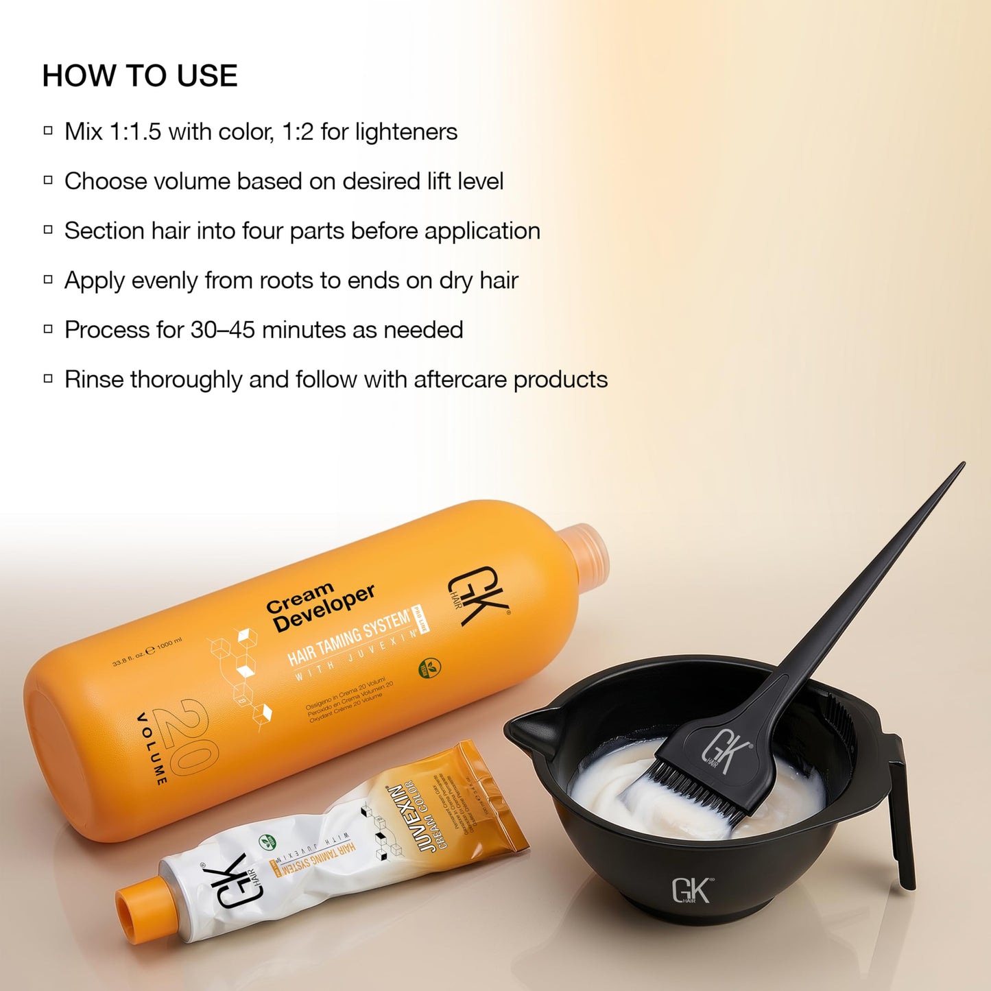 Global Keratin GK HAIR Professional Hair Creme 8 Volume Developer 33.8 Fl Oz for Hair Coloring Bleach - High-Performance Long Lasting Semi-Permanent