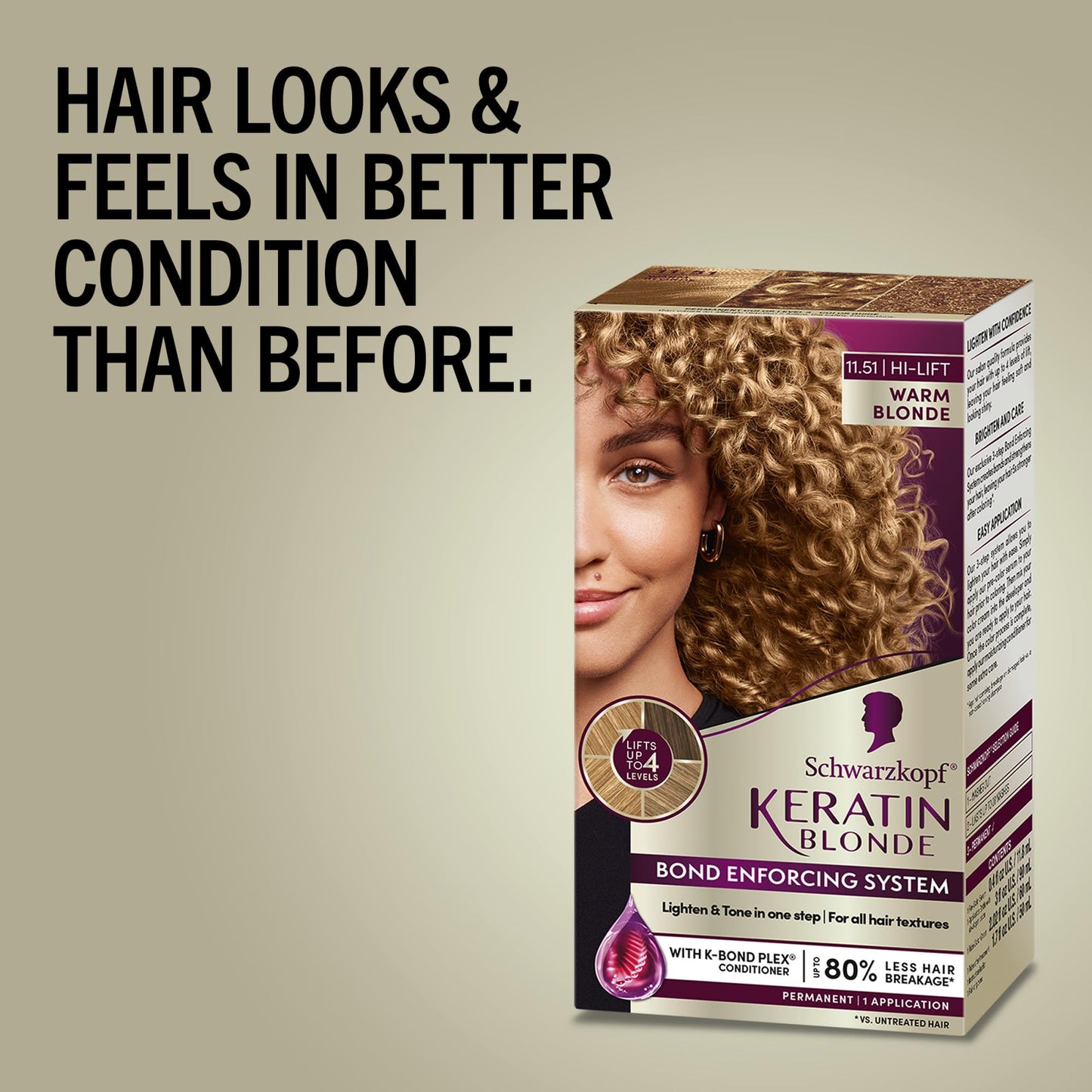 Schwarzkopf Keratin Blonde Hair Dye, 11.51 High Lift Warm Blonde, Professional Quality Permanent Hair Color, Bond Enforcing System, Pre-Color Serum