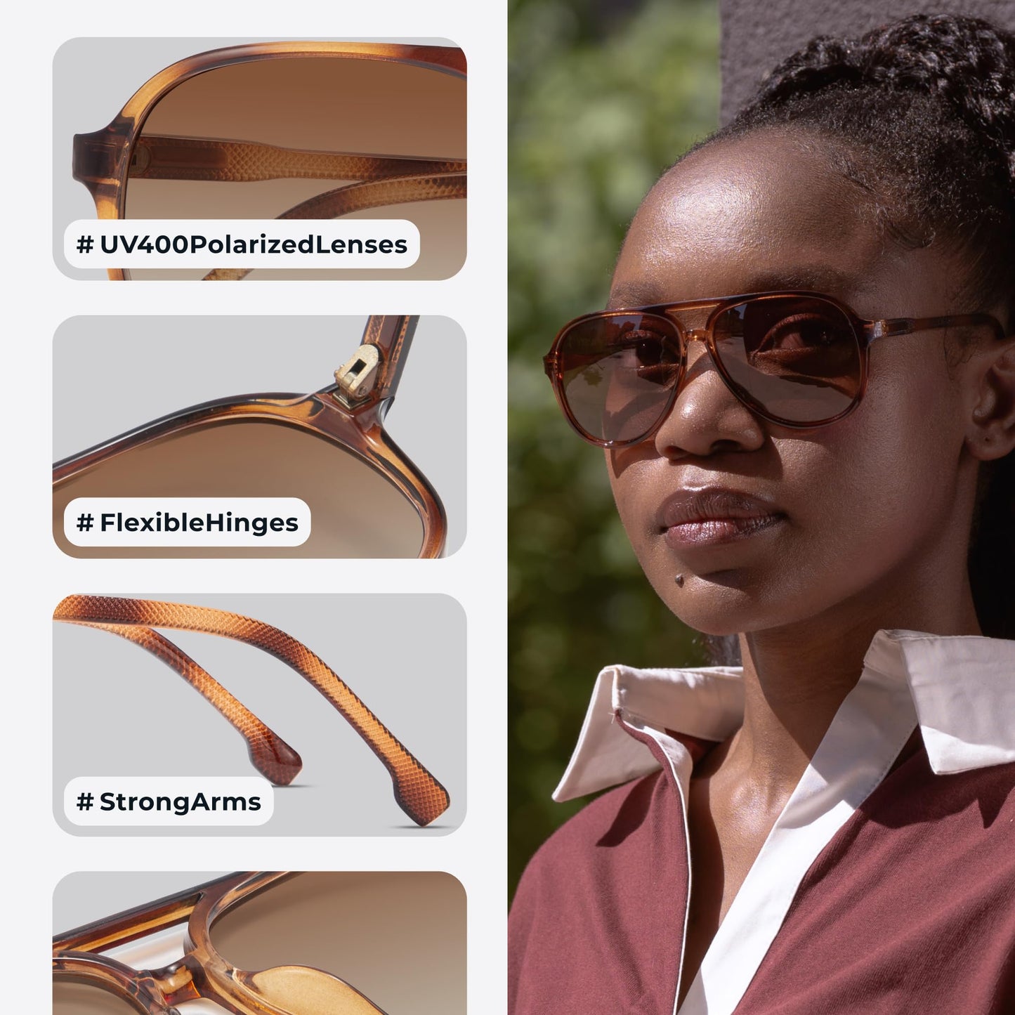 livho Trendy Polarized Aviator Sunglasses Women Men, Retro Sun Glasses for Women Men 2025, Oversized UV Protection Shades