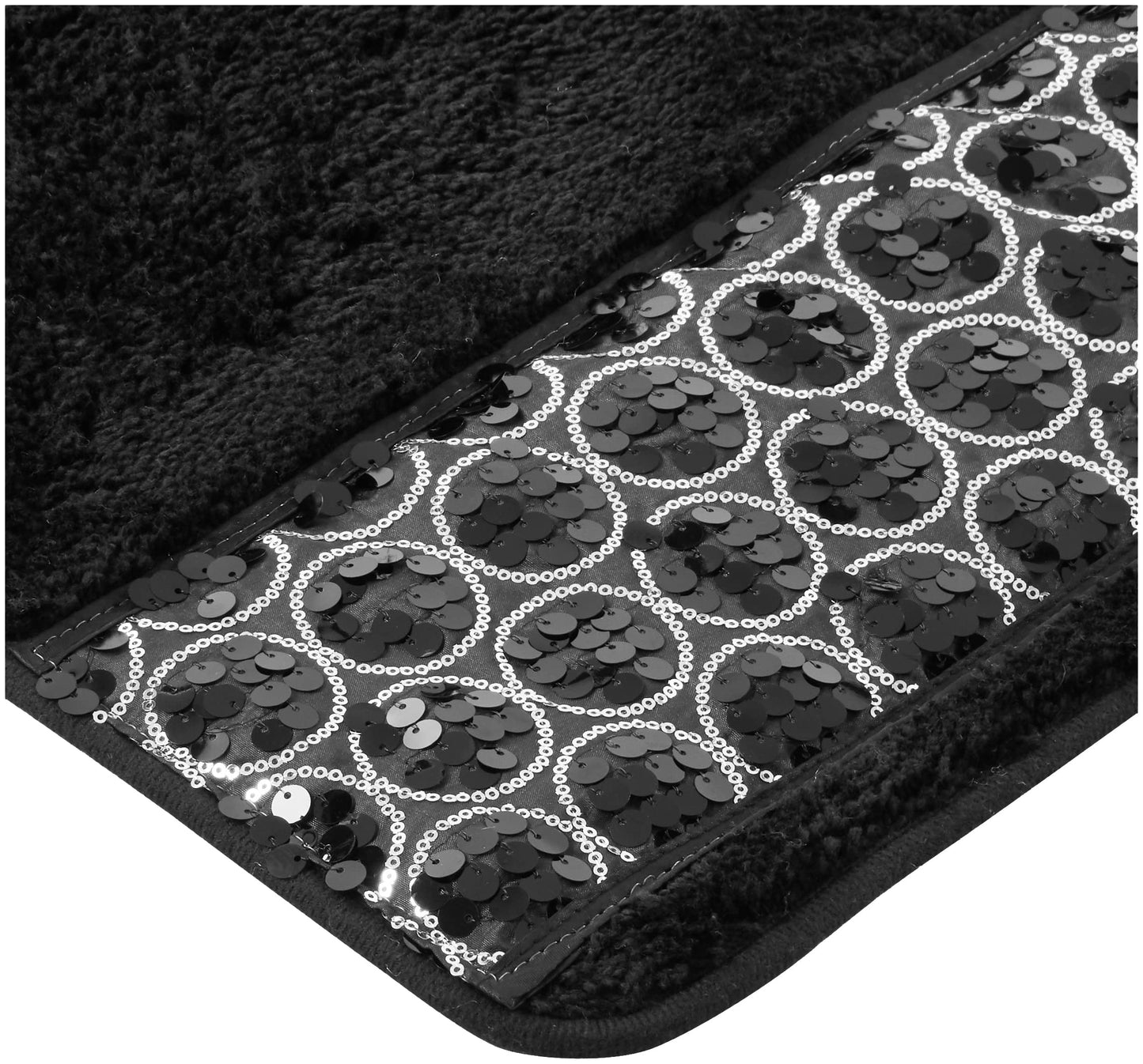 Popular Bath Sinatra Black Bathroom Rug Classic Luxury Bath Rug Contemporary Decor Black Bath Mat for Shower Unique Design Stylish Bling Mosaic, size…