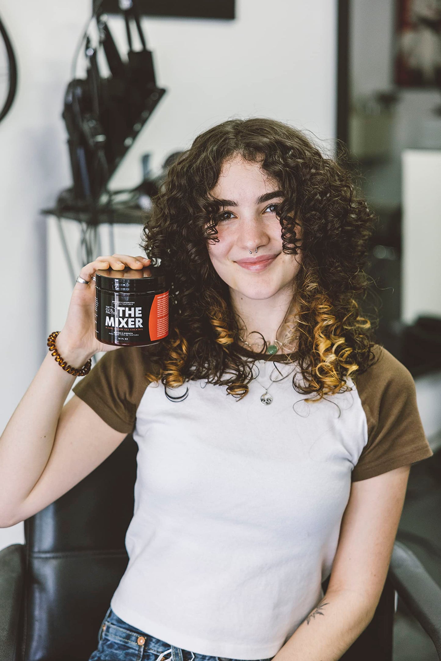 The Curl Factor presents The Mixer, a 16 oz all in one, lightweight, curl cream gel cocktail that will give you soft, shiny and bouncy curls every