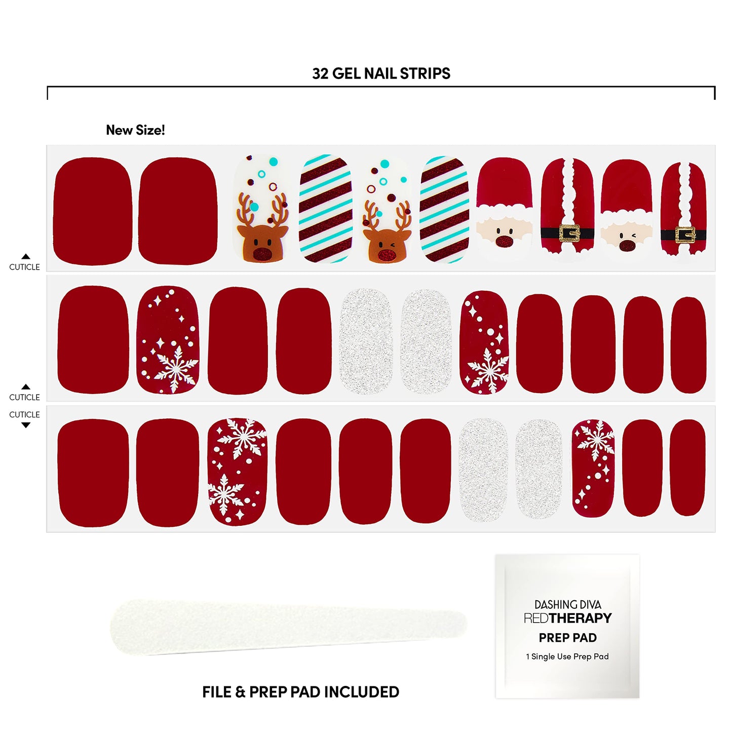 Dashing Diva Gloss Nail Strips - Santa's Helper | UV Free, Chip Resistant, Long Lasting Stickers | Contains 32 Nail Wraps, 1 Prep Pad, 1 File Beauty & Personal Care Dashing Diva