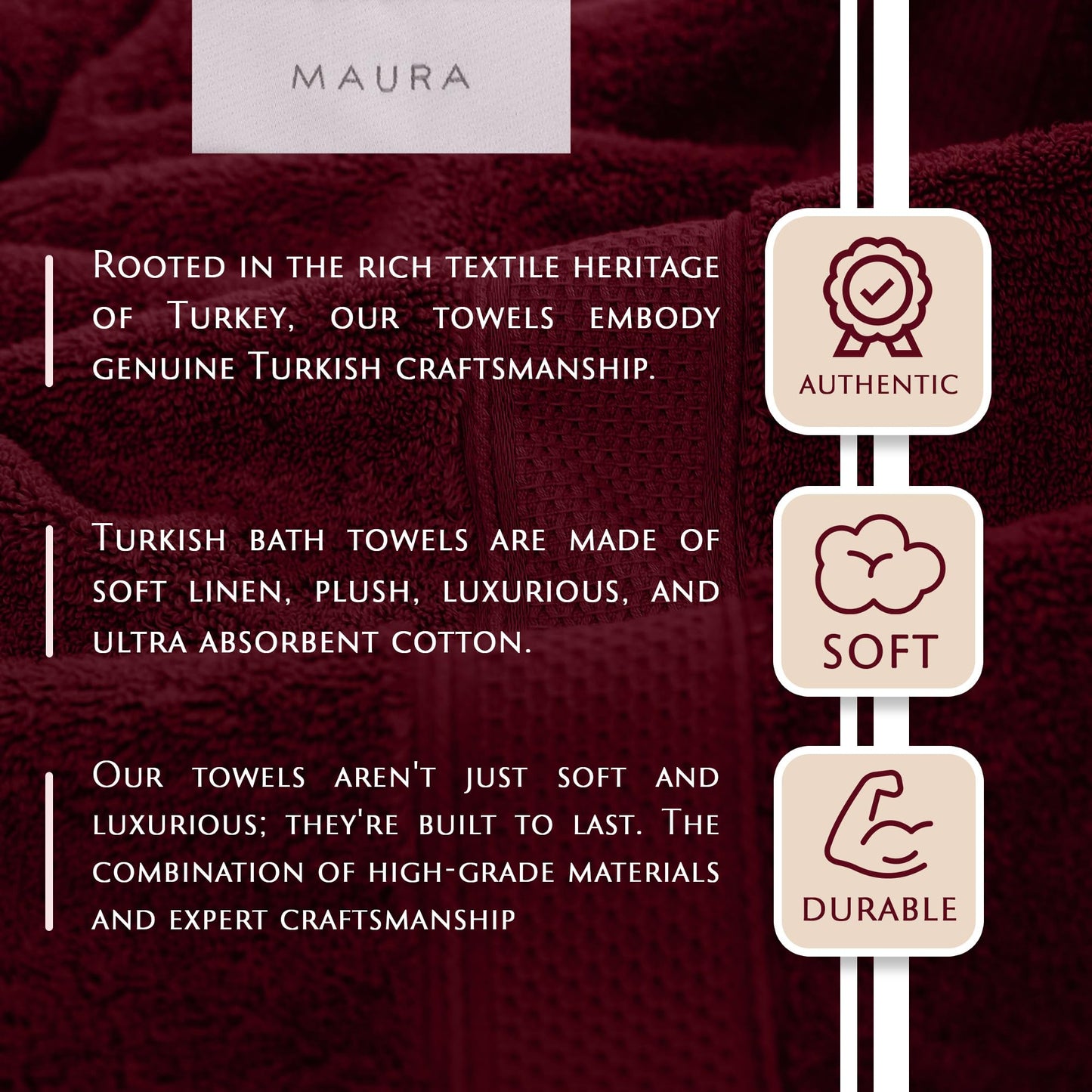 MAURA 6-Pack Premium Turkish Washcloth Set - Ultimate Luxury with Soft, Thick, Super Absorbent, and Oversized Cotton Face Towels - Ideal for a Hotel…