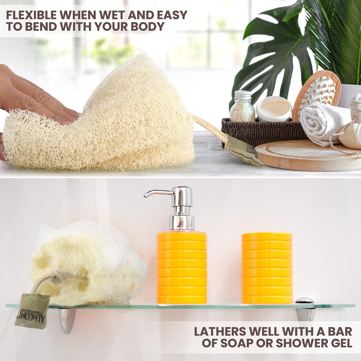 Almooni Egyptian Loofah Exfoliating Body Scrubber, Natural Real Egyptian Shower Loofah Sponge Body Scrubber for Women and Men, for Body and Face That