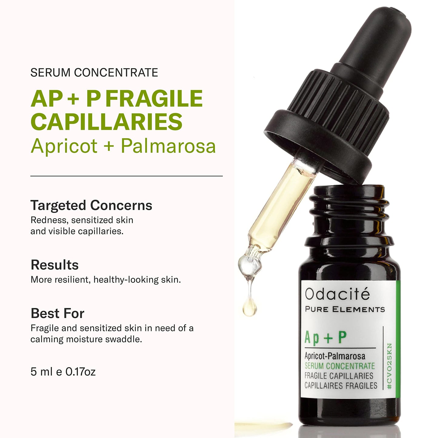 Odacité Anti Aging Serum Concentrate with Apricot and Palmarosa - For Fragile Capillaries - Ultra-Soothing Facial Serum for Fragile Skin, Redness