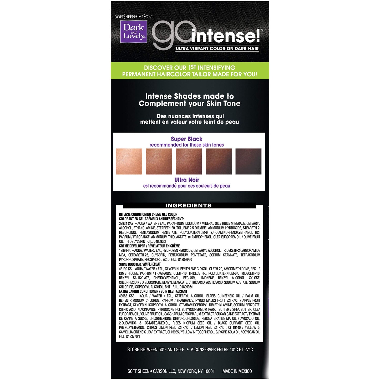 SoftSheen-Carson Dark and Lovely Go Intense Ultra Vibrant Color on Dark Hair, Super Black 1 (Packaging May Vary)