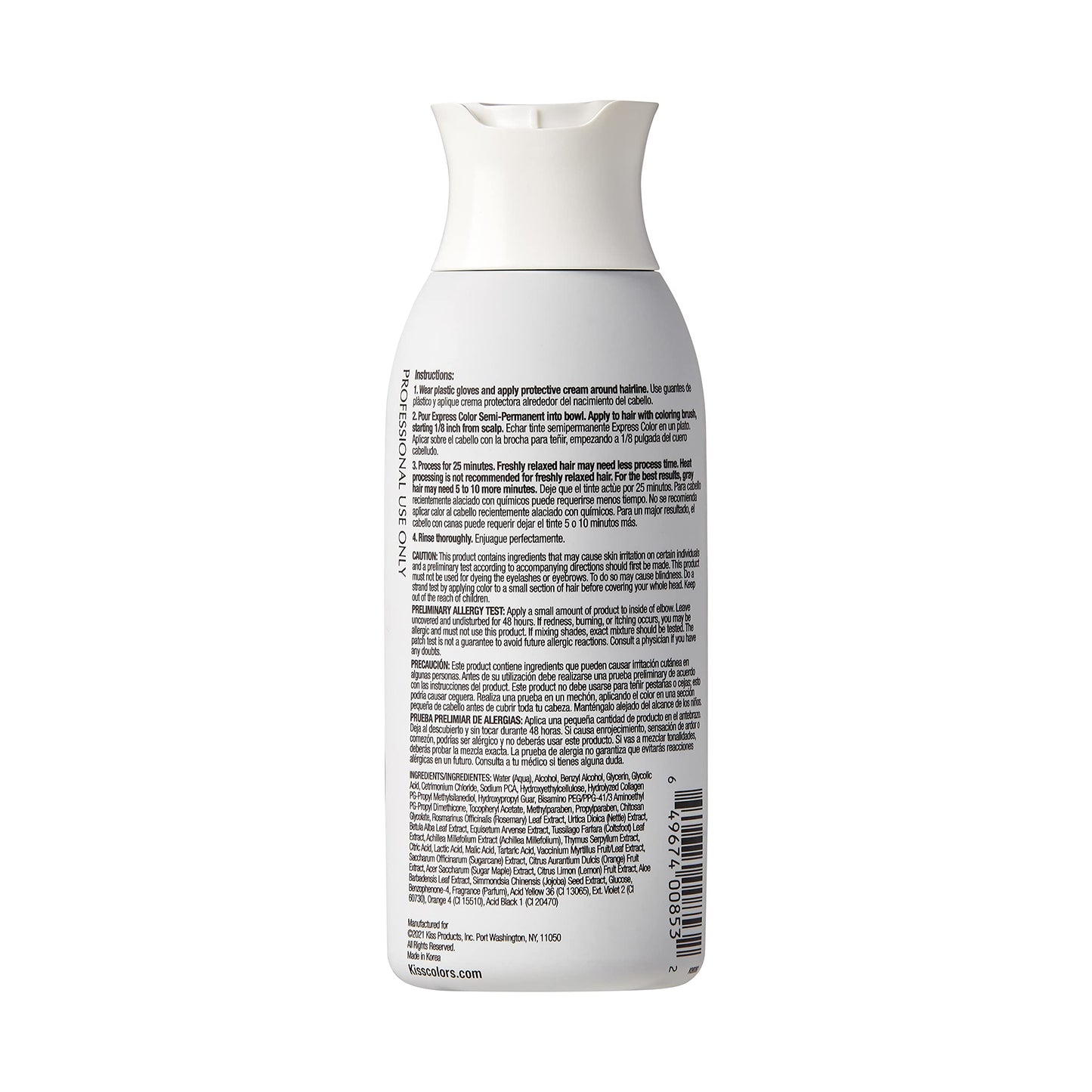 Kiss Express Semi-Permanent Hair Color - Vivid, Highly Pigmented Dye for Vibrant Hair, Gentle Formula, Gray Coverage, pH Balanced,23 Intermixable
