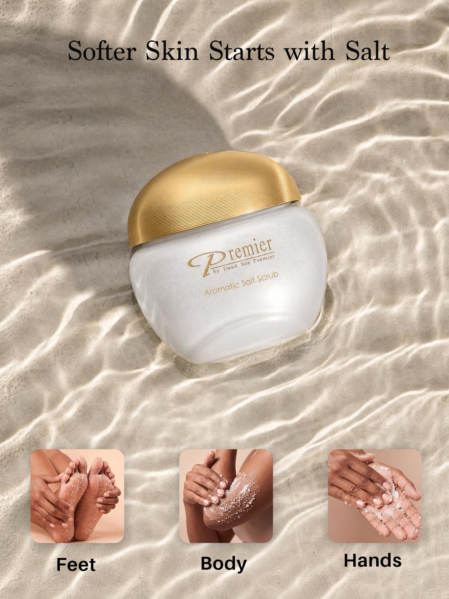 Premier Body Scrub for Dry Skin with Dead Sea Salt, Exfoliating Salt Scrub with Jojoba, Sweet Almond & Grape Seed Oils, Foot and Hand Exfoliator Beauty & Personal Care Premier