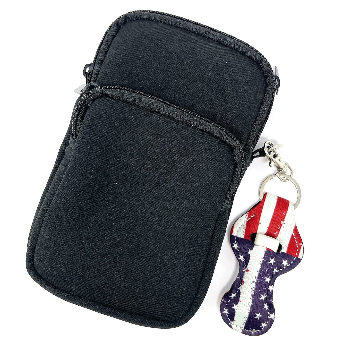 allydrew 10 Pack Chapstick Holder Keychain, Keyring for Lip Balm Lip Gloss Lipstick with 10 Pieces Metal Keyring Clasps, Patriotic Flag