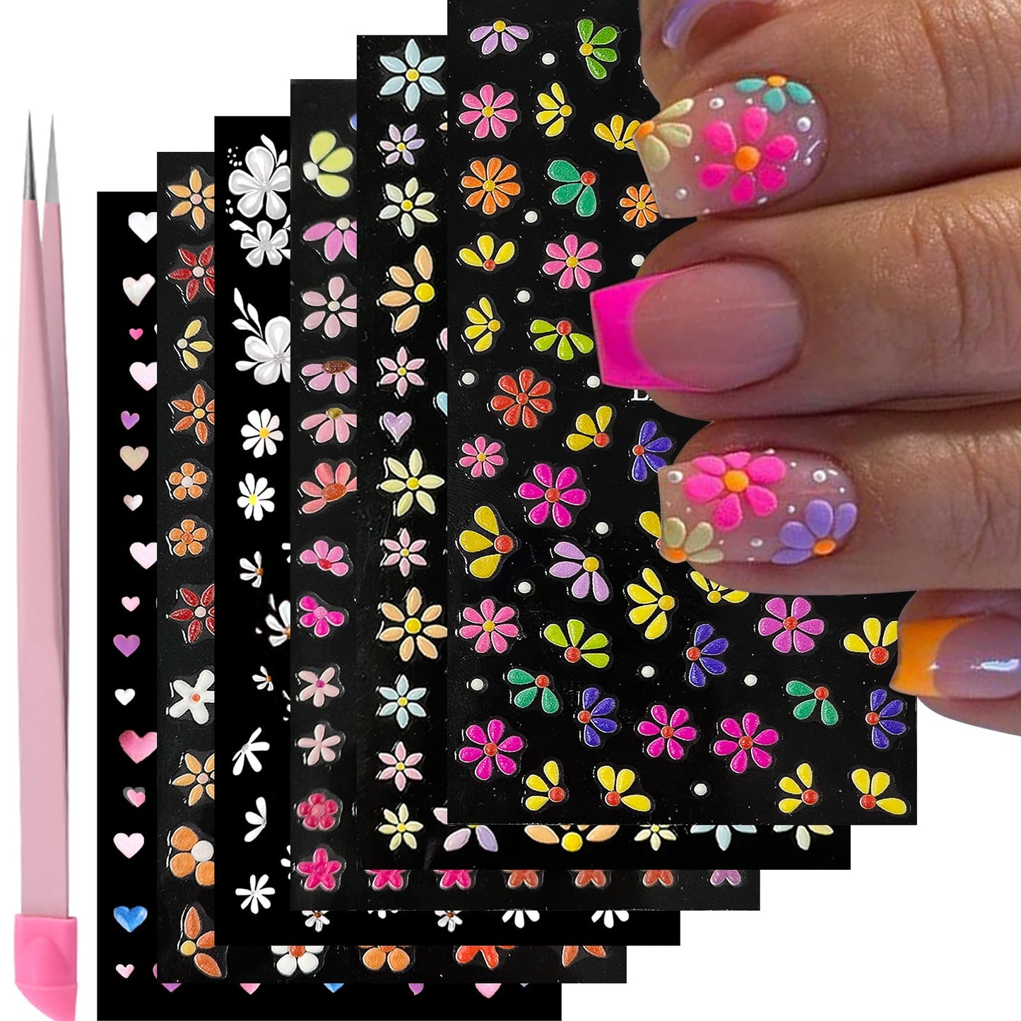 VOTACOS Flower Nail Art Stickers Decals 5D Embossed Nail Decals Spring Summer Nails Design Self-Adhesive Supplies Accessories 3D Flower for Women Beauty and Personal Care VOTACOS Default Title