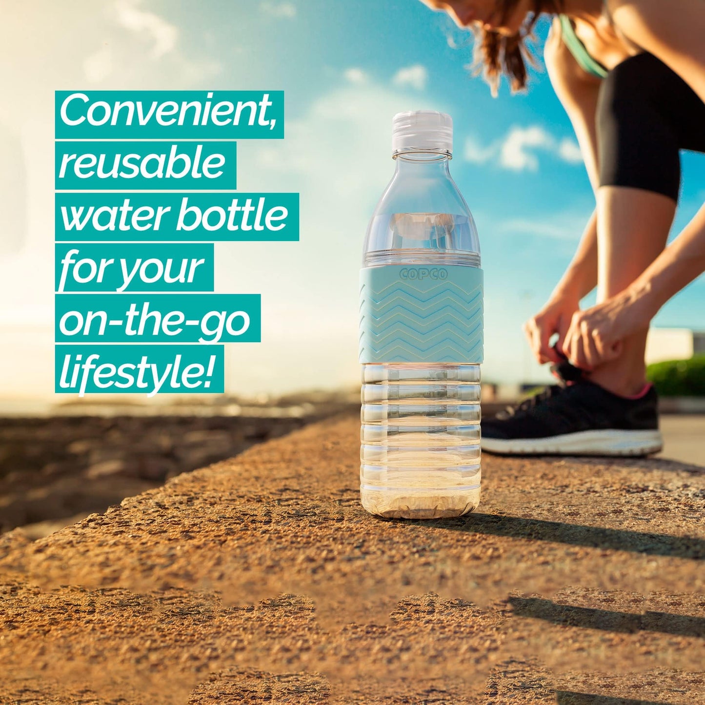 Copco Hydra 16.9 oz Water Bottle with Leak-Proof Lid - Tritan Reusable with Textured Grip Sleeve - BPA-Free, Shatter-Resistant, Dishwasher Safe