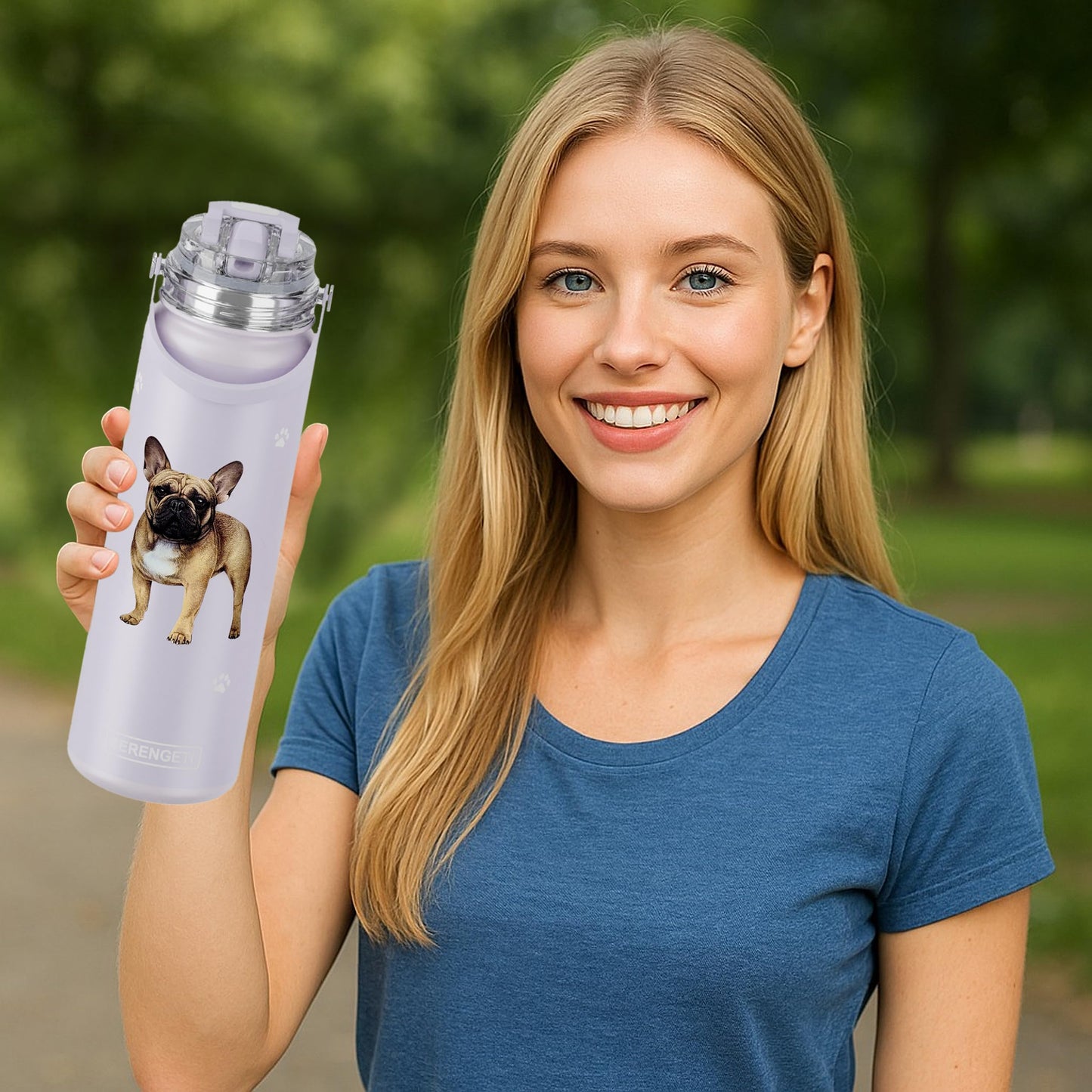 E&S Pets SERENGETI 24 Oz Water Bottle Stainless Steel with Spill Proof Lid - Double walled Vacuum Insulated water flask - Realistic 3D Print of your…