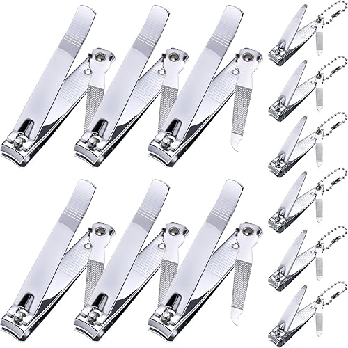 Bememo 12 Pieces Stainless Nail Clippers Set Fingernail and Toenail Clippers Nail Cutter Tool Set for Men and Women(Silver)