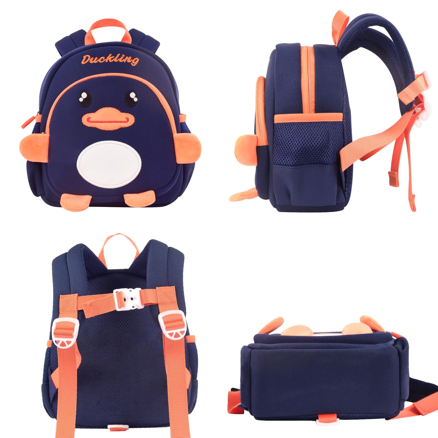 Lifelix Toddler Backpacks for Boys 2-4 Cute 3D Kids Duck Schoolbag with Baby Leash for Small Preschool Kindergarten Bookbag Cartoon Mini Travel Bags 10inch (Dark Blue)