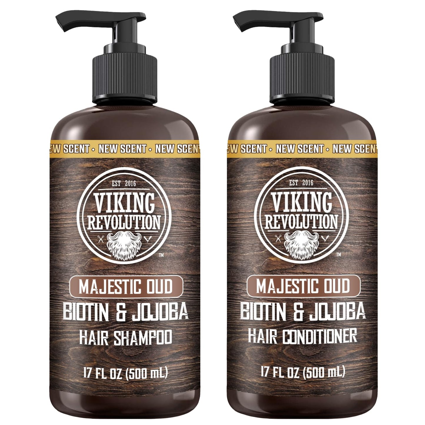 Viking Revolution Majestic Oud Mens Shampoo and Conditioner Set with Biotin and Jojoba Oil - Natural Hair Shampoo and Hair Conditioner for Men