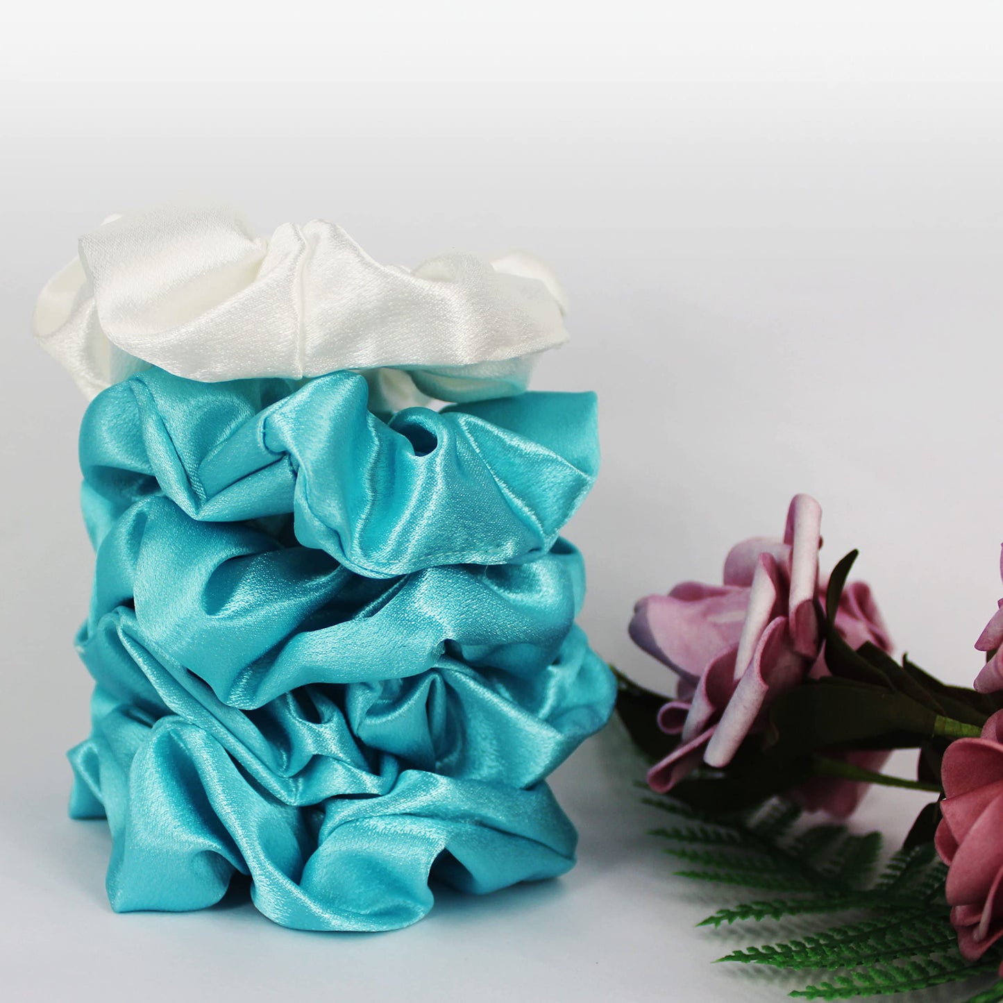 LADY&HOME Bridesmaid Hair Ties, 10 Packs Scrunchies, Proposal Gifts Favors for Bachelorette Party, Bridal Party, Bridal Shower (Blue)