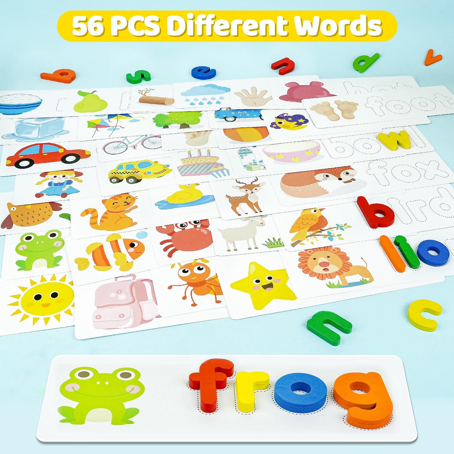 BEESTECH Alphabet Learning Toys – Wooden Puzzle Flash Cards & Letter Matching Games, Fun Educational Activity for Toddlers & Preschool Kids Ages 2–5