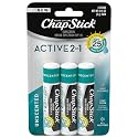 ChapStick Active 2-in-1 Unscented Flavored Lip Balm Tubes with Mineral Based SPF 25 Sunscreen - 0.18 Oz (Pack of 3)