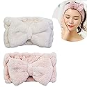Chloven 2 Pack Microfiber Bowtie Headbands Facial Makeup Headband Cosmetic Bowknot Hairlace Wash Spa Yoga Sports Shower Adjustable Elastic Hair Band