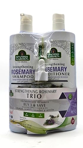 Spanish Garden Rosemary Hair Strengthening Shampoo & Conditioner Set with Nourishing Hair Oil for Deep Scalp Care - Suitable for All Hair Types Men