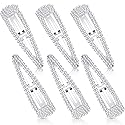 Geyoga 6 Pieces Rhinestone Snap Hair Clips 4 Inch Metal Hair Barrettes Hairpins Crystal for Women Wedding Accessories