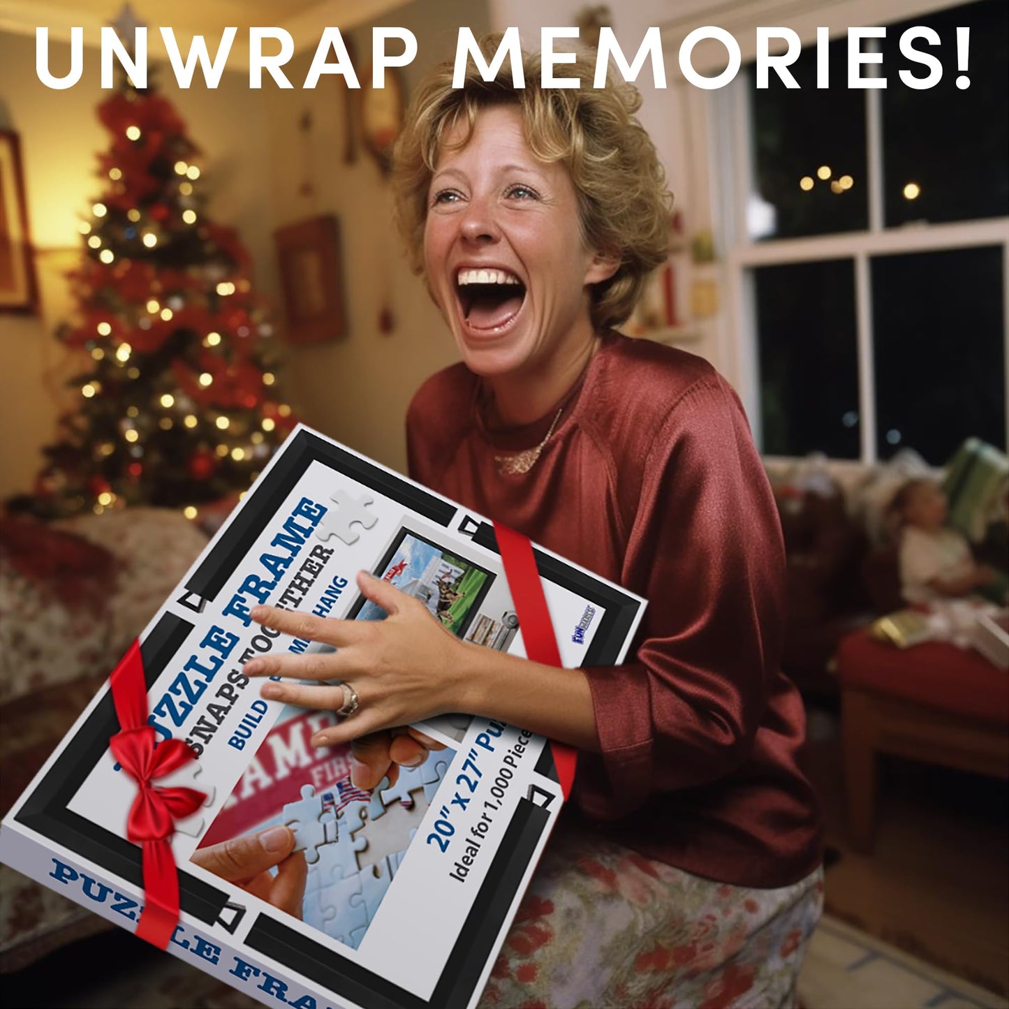 Funwares 20x27 Puzzle Frame – Matte Black Finish, Easy Assembly, Lightweight, Fits Most 1000 Piece Jigsaws, Built-In Hanging Hooks