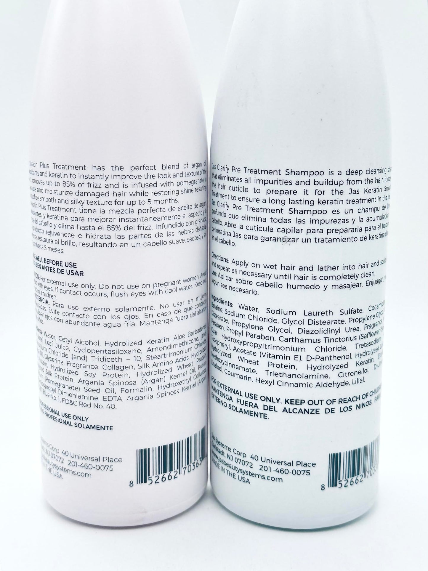 JAS Plus Keratin 3 Smoothing Treatment, Clarifying Shampoo, Retain Shampoo, Retain Mask and Leave in Conditioner 8 fl oz "Free Starry Sexy Kiss Lip