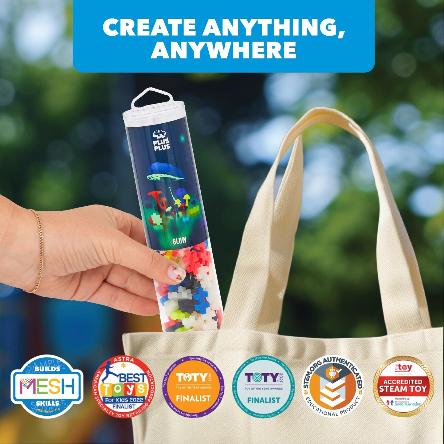 Plus Plus 240pc Interlocking Building Blocks – Glow in Dark STEM Connecting Toys for Kids, Open-Ended Classroom Mini Manipulatives