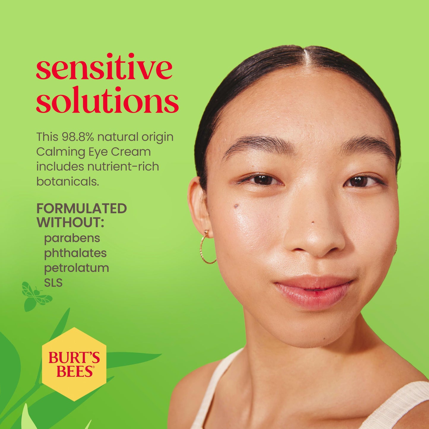 Burt's Bees Calming Eye Cream With Aloe and Rice Milk, Moisturizes Without Causing Redness or Irritation, 98.7 Percent Natural Origin Skin Care, 0.5