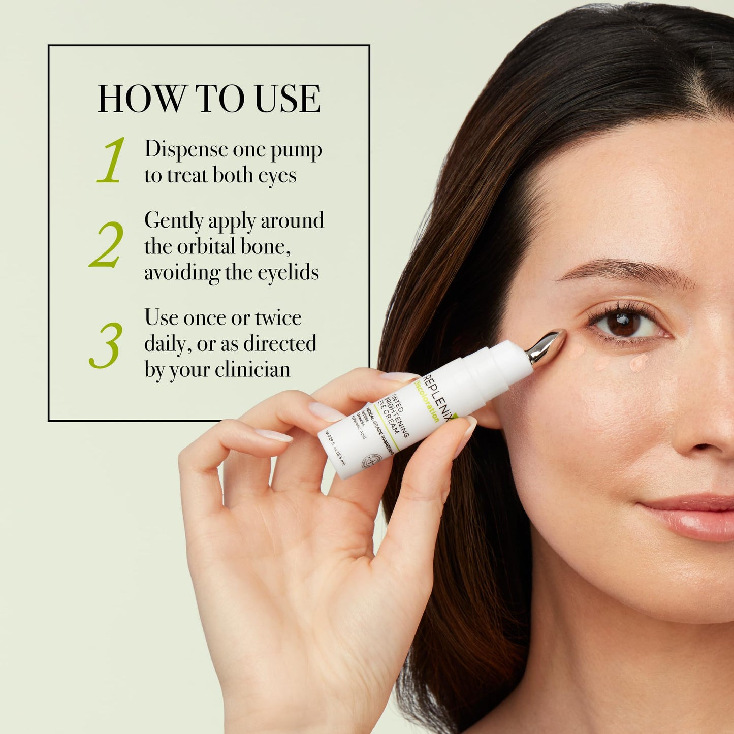 Replenix Anti-Aging Tinted Brightening Eye Cream, 0.29 Fl Oz, Medical Grade Hyaluronic Acid Under Eye Cream, Helps Blur Dark Circles, Fine Lines