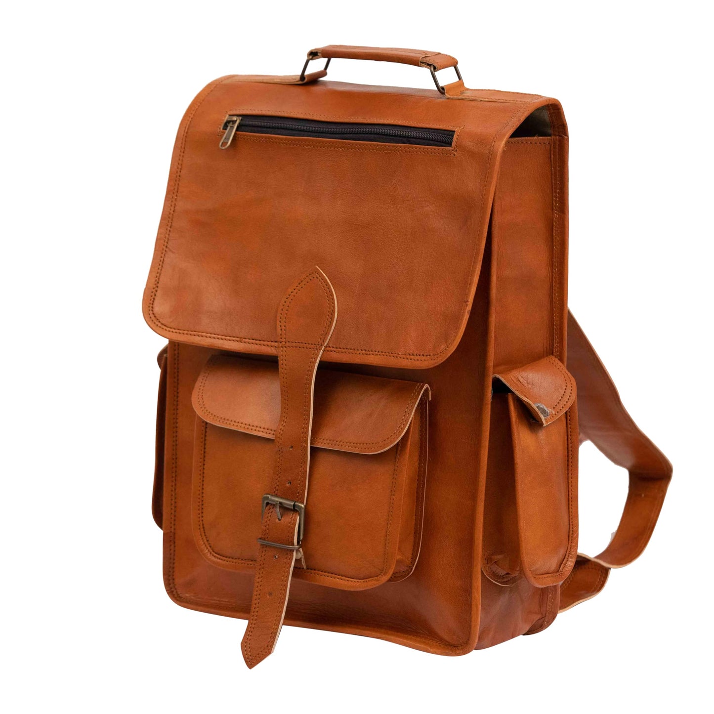 Shy Shy Let's Touch The Sky 16" Vintage leather Backpack Laptop Messenger Bag Lightweight College Rucksack Sling for Men Women
