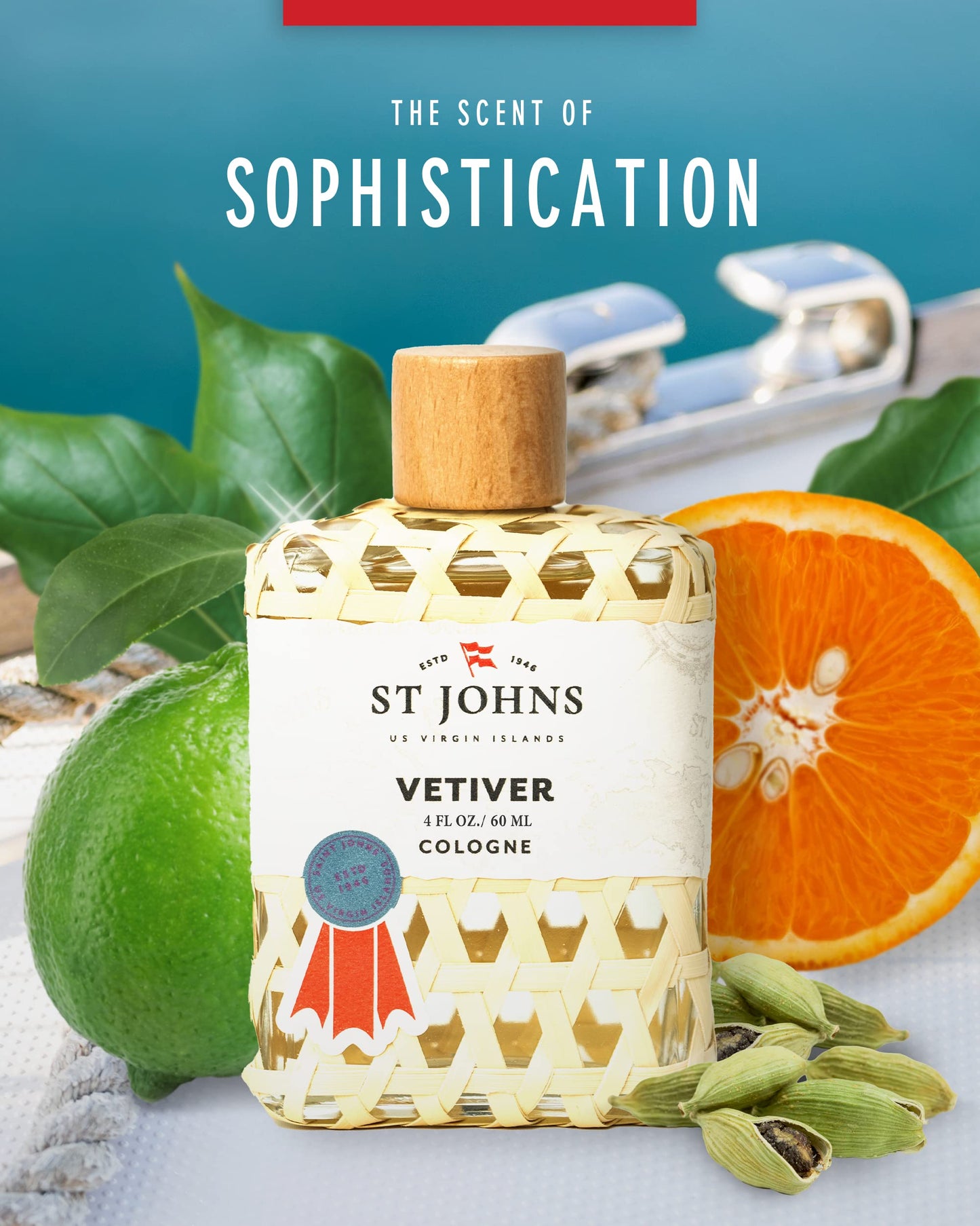 St. John Classic Vetiver Cologne | New Virgin Islands Inspired Fresh Cologne Scent | Sophisticated Cologne Fragrance for Men (4 oz)