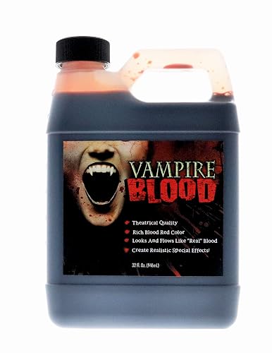 VAMPIRE BLOOD, Realistic Fake blood - 32oz - Theatrical Quality, Richly Pigmented Red Fake Blood for Halloween, Vampire, Zombie, Costume, Special