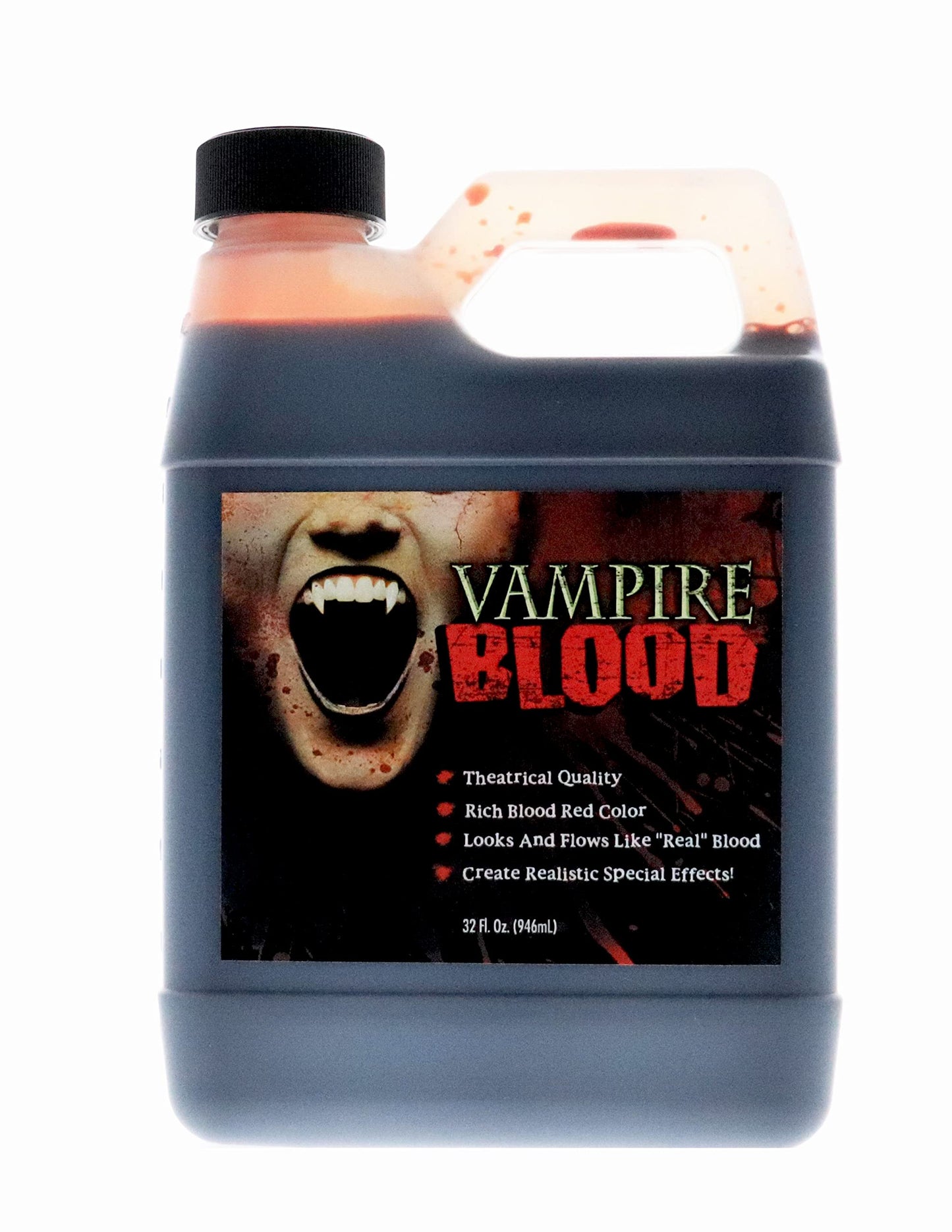 VAMPIRE BLOOD, Realistic Fake blood - 32oz - Theatrical Quality, Richly Pigmented Red Fake Blood for Halloween, Vampire, Zombie, Costume, Special