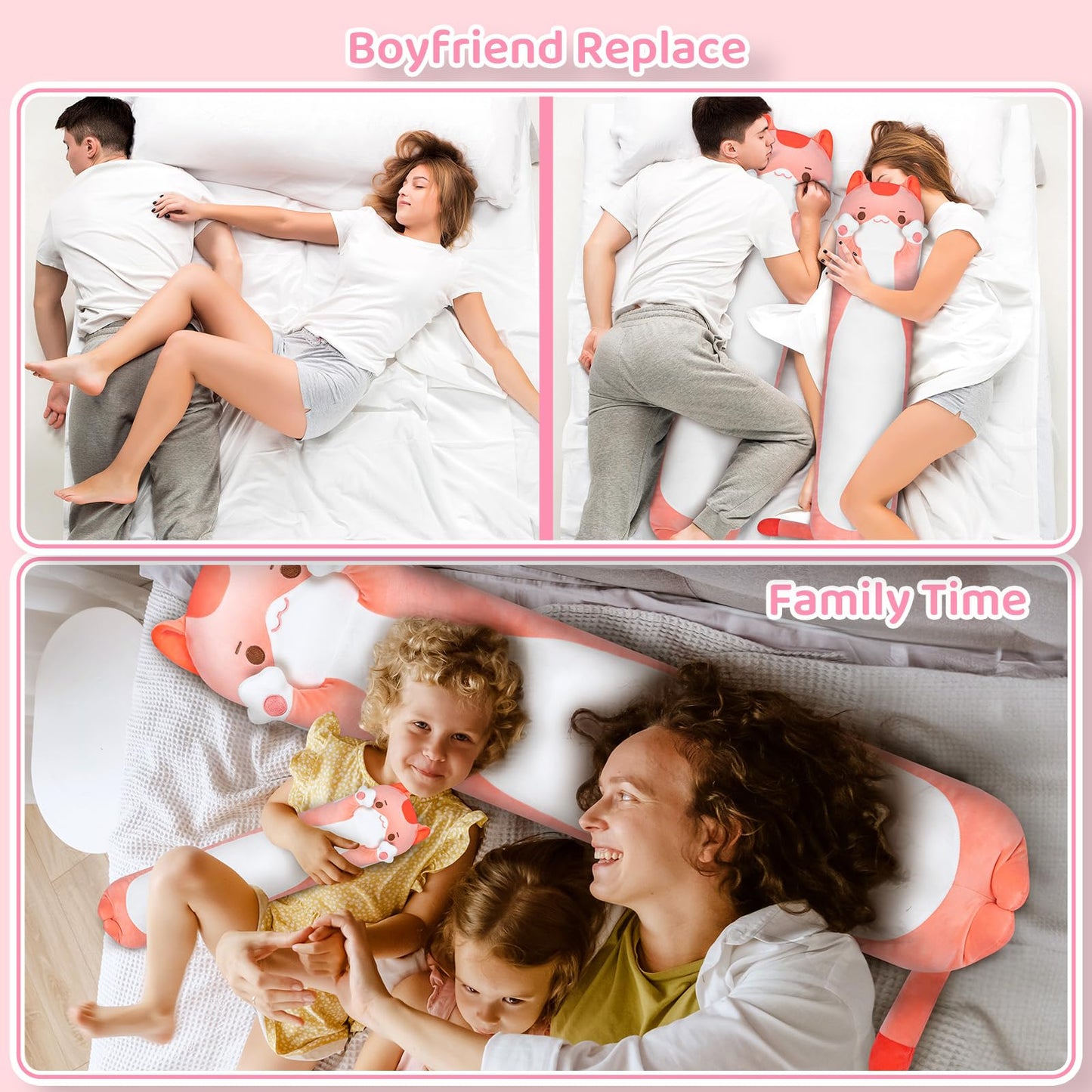 Mewaii Artist-Designed Ultra Soft Long Cat Plush Body Pillow, Extra Stuffing for Comfort, Premium Quality Stuffed Animal Gift for Girlfriend or Cat…