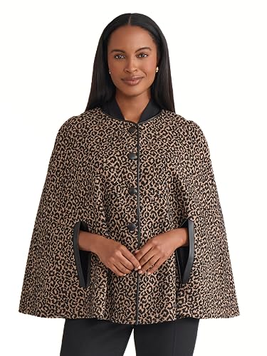 Kasper Petite Animal Print Snap-Front Cape
