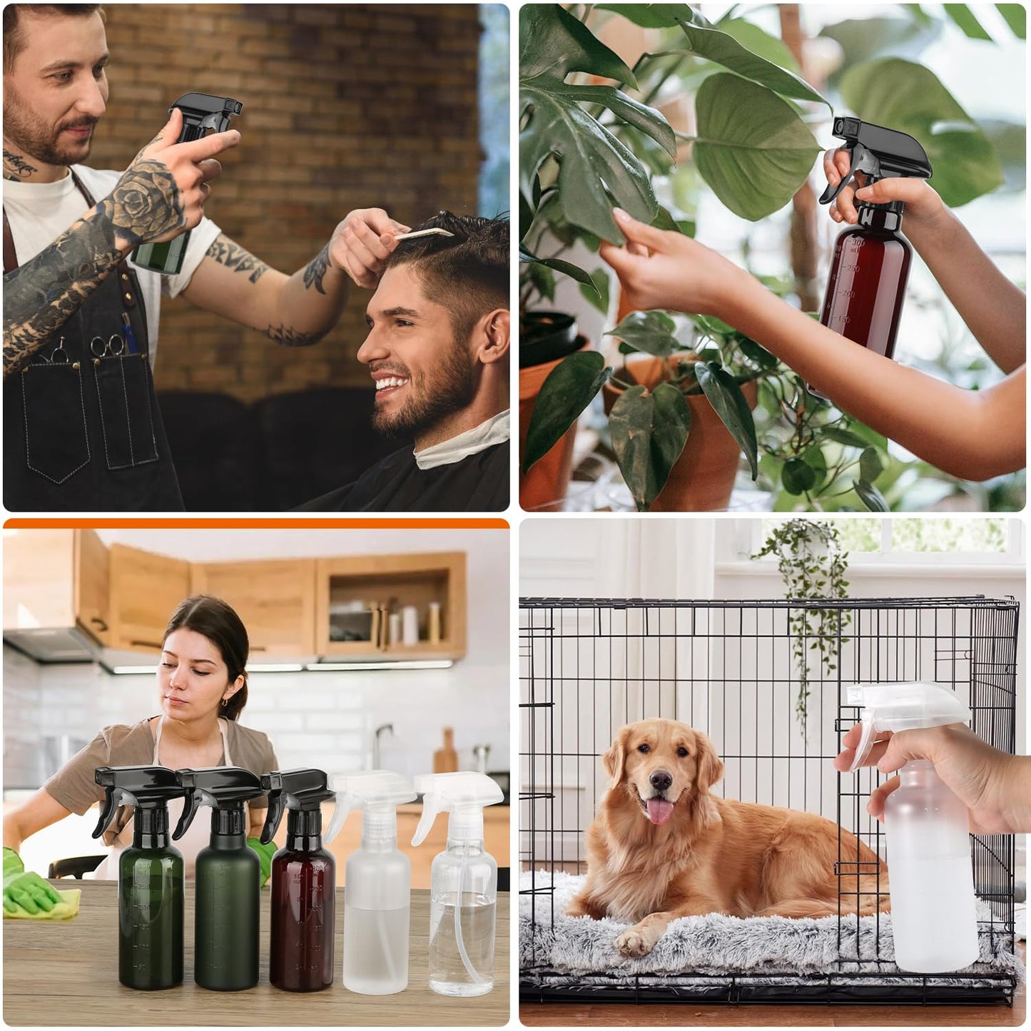 TTTred Leakproof Spray Bottles (2 Pack 10 oz), Adjustable Fine Mist & Jet Stream Nozzle, Premium BPA-Free Frosted Plastic Multi-Purpose for Hair Beauty and Personal Care TTTred