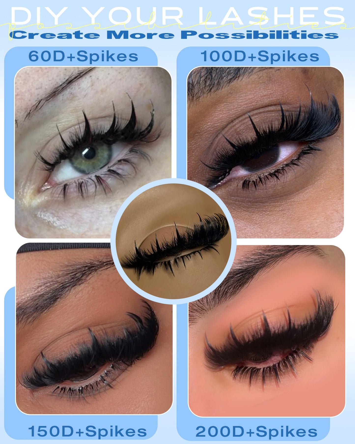 Lash Clusters with Spikes 15-21MM Wispy Lash Spikes with Bottom Lashes 280PCS D Curl Eyelash Clusters 0.005mm Thin Band Individual Lashes DIY Mega Beauty and Personal Care Boahankuke