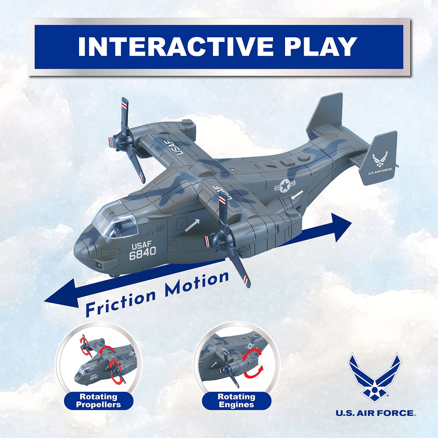 Lollipop United States Air Force Military Helicopter, V-22 Osprey Airplane, 1:72 Scale Aircraft Carrier Model, Battle/Rescue Helicopter Toy w/Sounds,…
