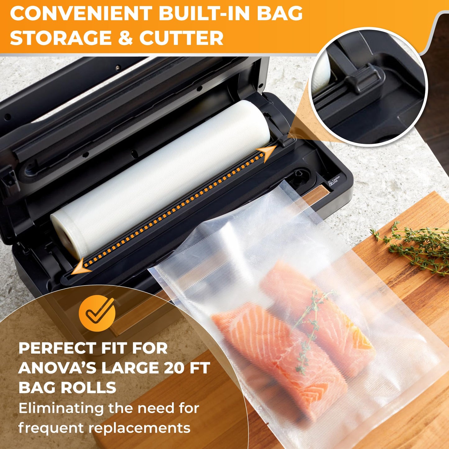 Anova Culinary Precision Vacuum Sealer Pro, Includes Large Bag Roll (19ft), Wet & Dry Dual Food Vacuum Sealer Machine for Sous Vide and Long-Term…