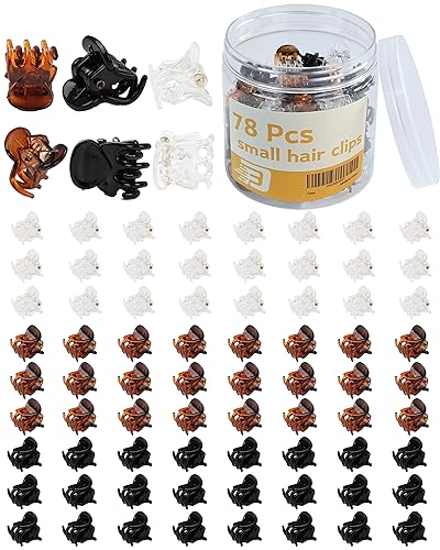 Mini Claw Hair Clips Set - 78 Tiny Plastic Clips in 3 Colors for Women and Girls