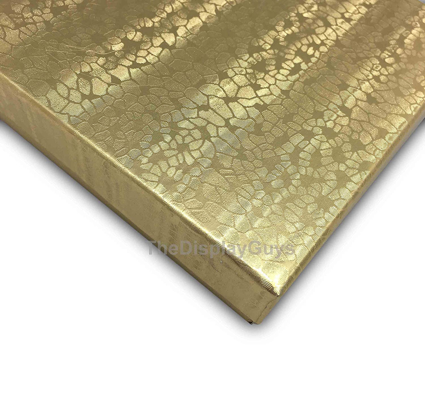 RJ Displays 10 Pack Gold Foil Cotton Filled Color Paper Jewelry Packaging Box for Necklace, Bracelets, Watches, Jewelry Sets and Retail Display Boxes…