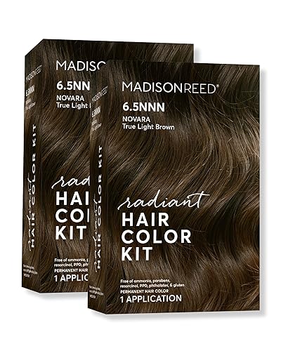 Madison Reed Radiant Hair Color Kit - 6.5NNN Medium Brown with Warm Golden Undertones (Novara Light Brown), 100% Gray Hair Coverage | PPD-Free