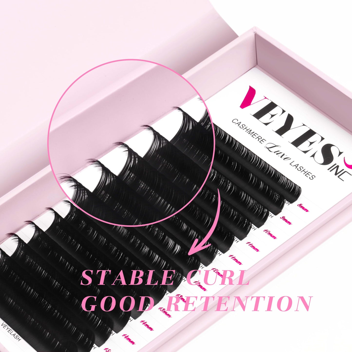 VEYES INC Cashmere Luxe Lashes - Tapered Tips Volume Lash Extension Trays B/C/CC/D/M/J Curl, 0.03-0.05, 8-17mm | Matte Black Professional Eyelash Beauty and Personal Care VEYES INC