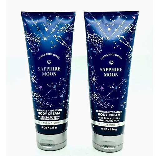 Bath & Body Works Body Cream, 8oz Each, Set of 2 - Aloe, Vitamin E, Shea (Sapphire Moon)