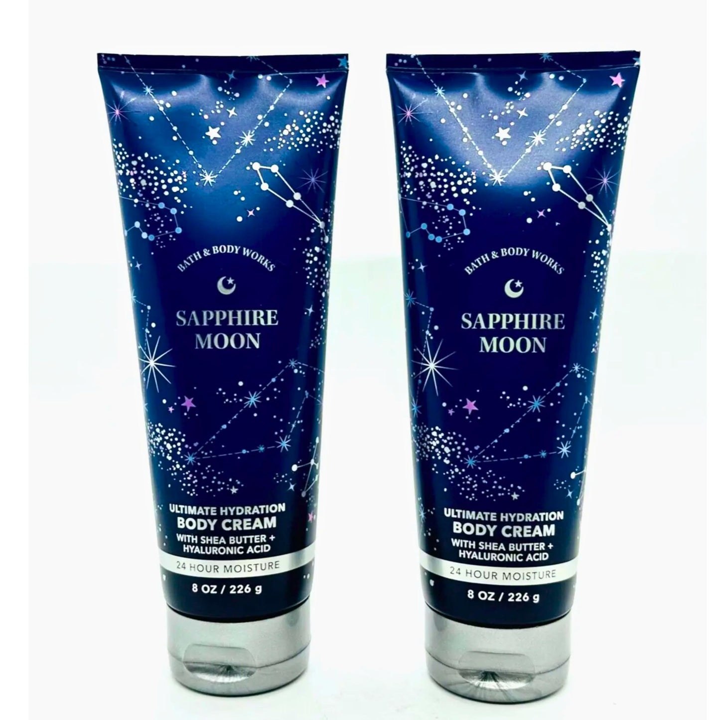 Bath & Body Works Body Cream, 8oz Each, Set of 2 - Aloe, Vitamin E, Shea (Sapphire Moon)